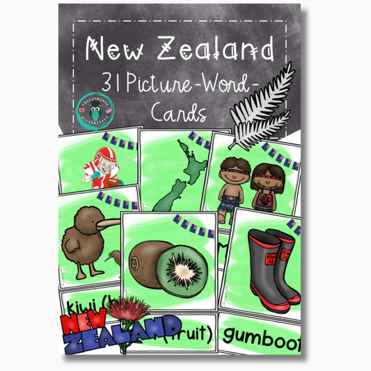 Picture Word Cards (Bildkarten) Vokabular Neuseeland New Zealand Englischunterricht