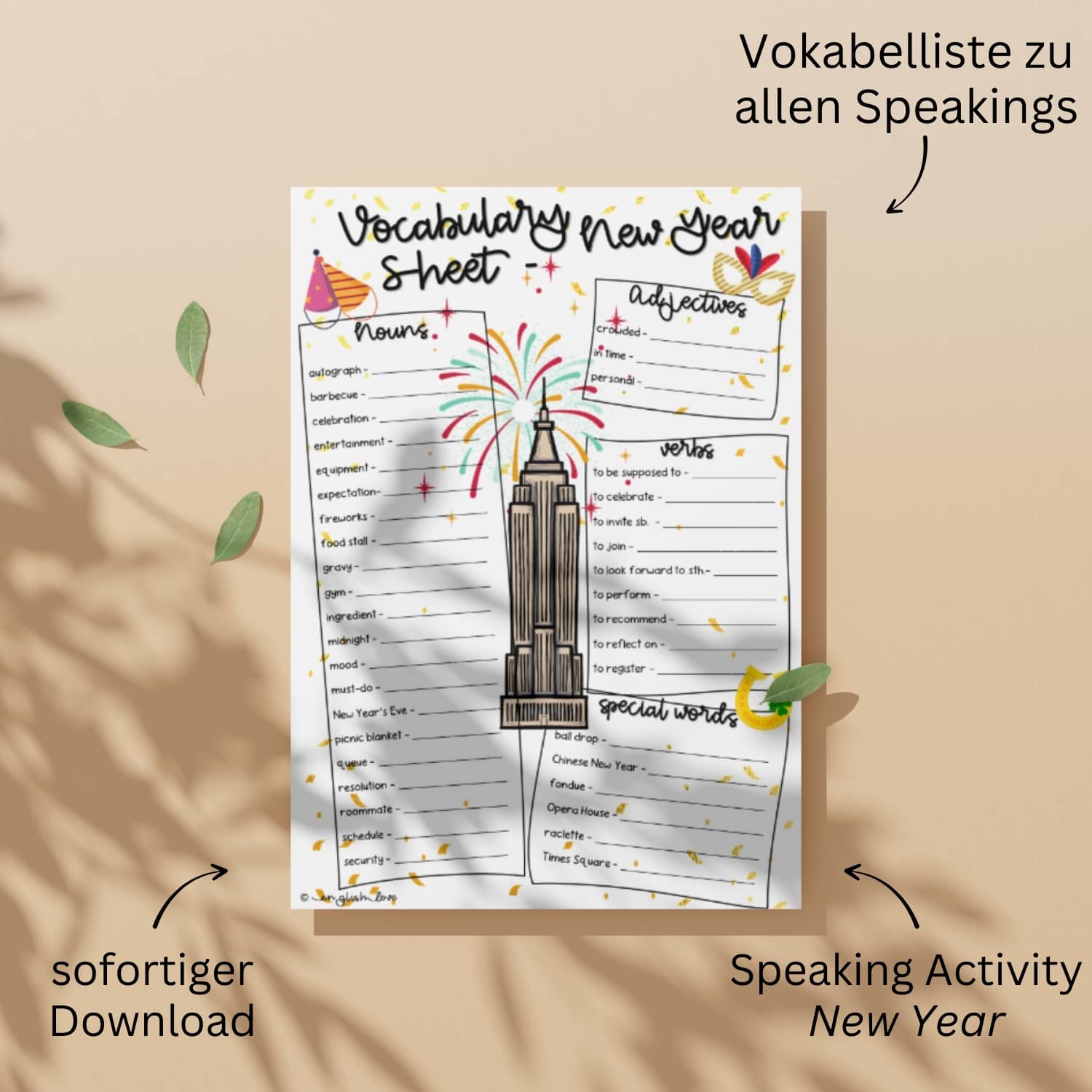 Dialog & Sprachmittlung Arbeitsblätter Übungen Silvester New Year