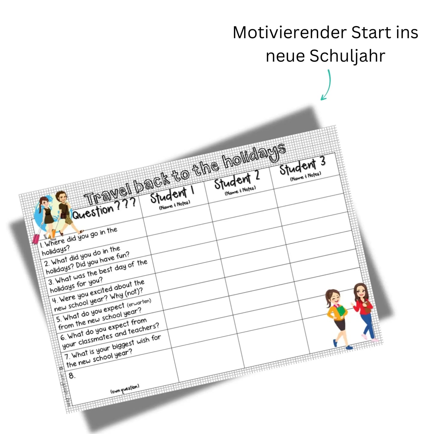 Arbeitsblätter, Spiele nach den Ferien für den Englischunterricht. PDF Dwnload