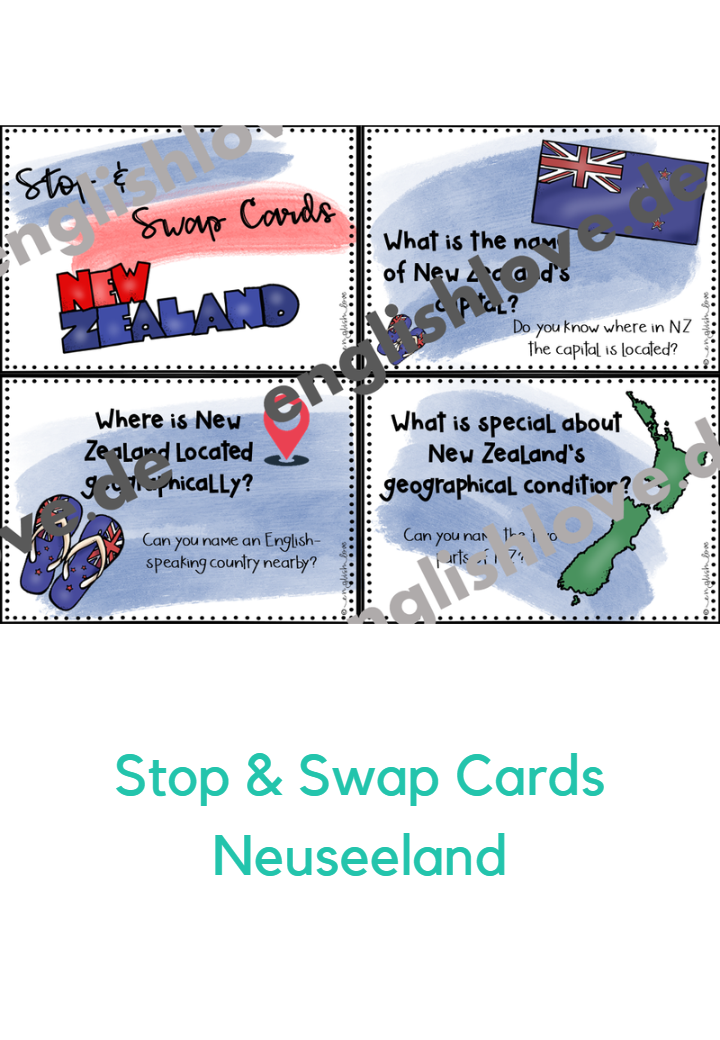 New Zealand Unterrichtsmaterial Stop and Swap Cards Neuseeland