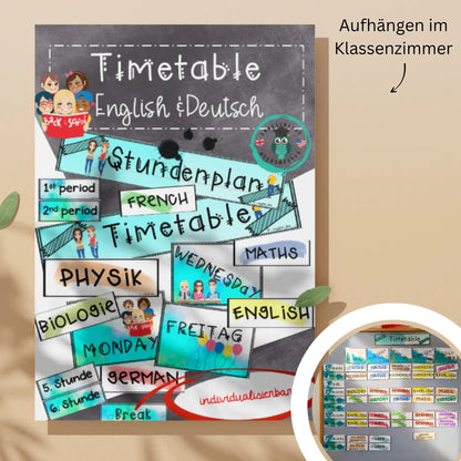 Stundenplan Englisch + Deutsch Klassenzimmer für Englischlehrkräfte