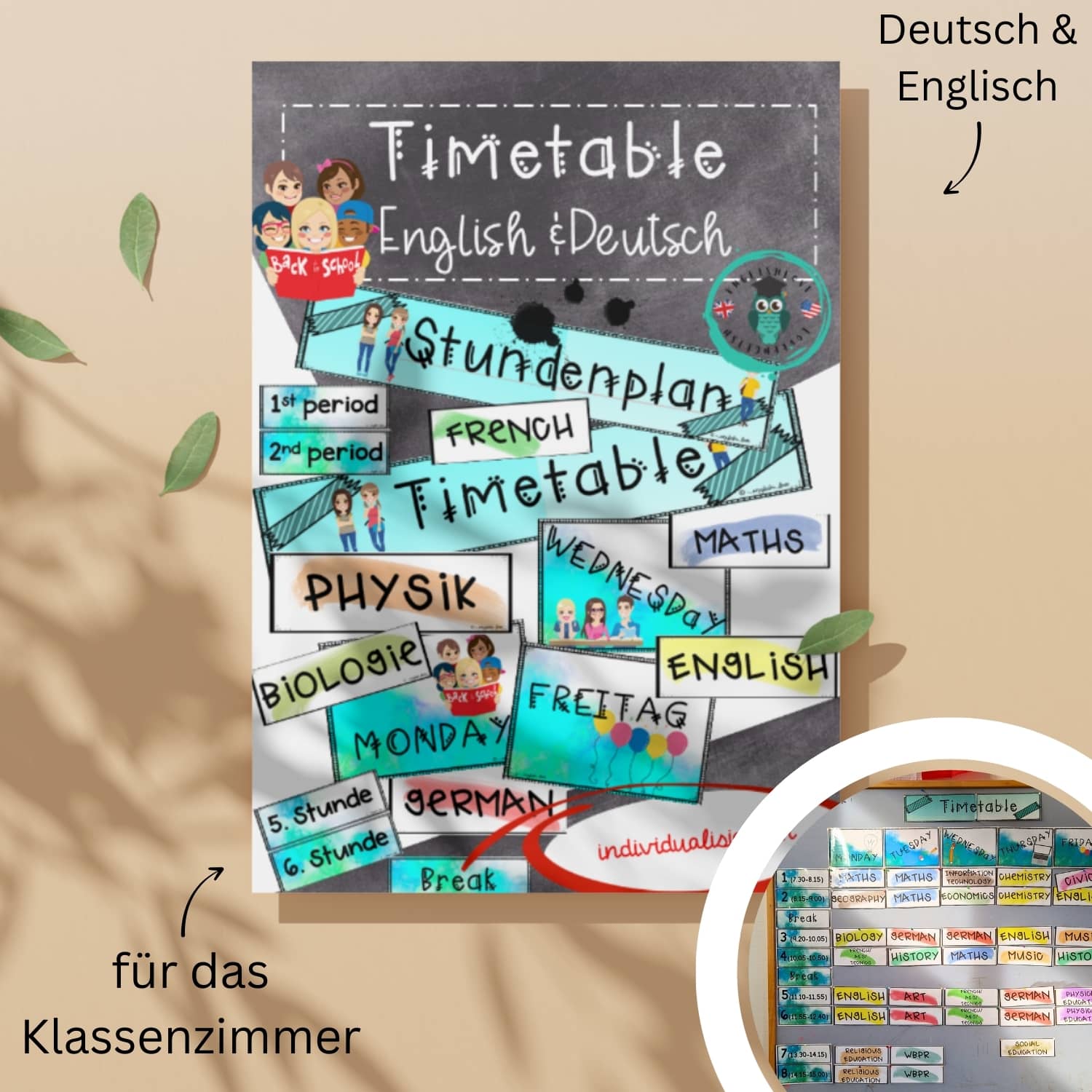 Stundenplan zum Aufhängen im Klassenzimmer