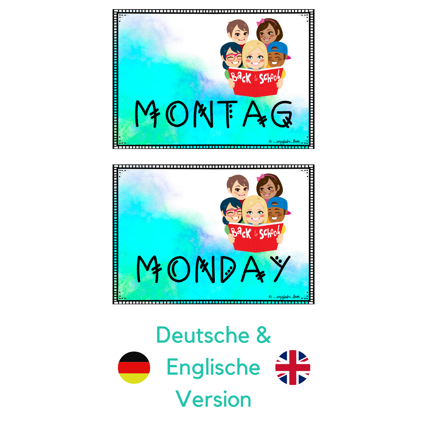 Stundenplan Timetable Klassenzimmer classroom Englisch und Deutsch Vorlagen