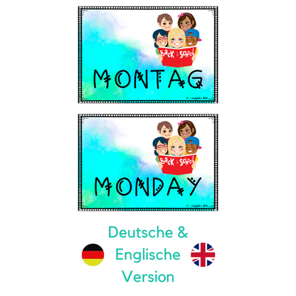 Stundenplan Timetable Klassenzimmer classroom Englisch und Deutsch Vorlagen