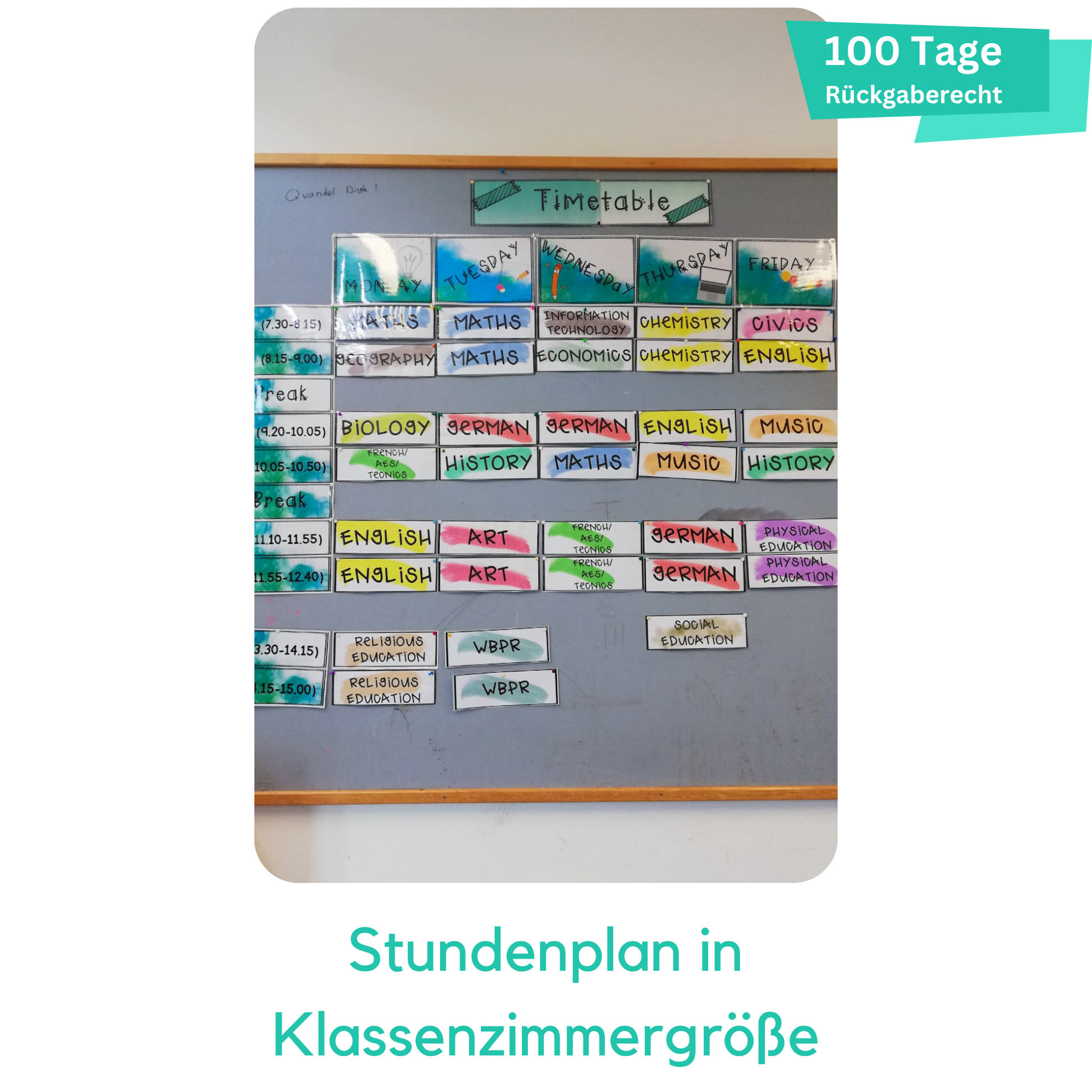 Stundenplan Timetable Klassenzimmer classroom Plakat Poster