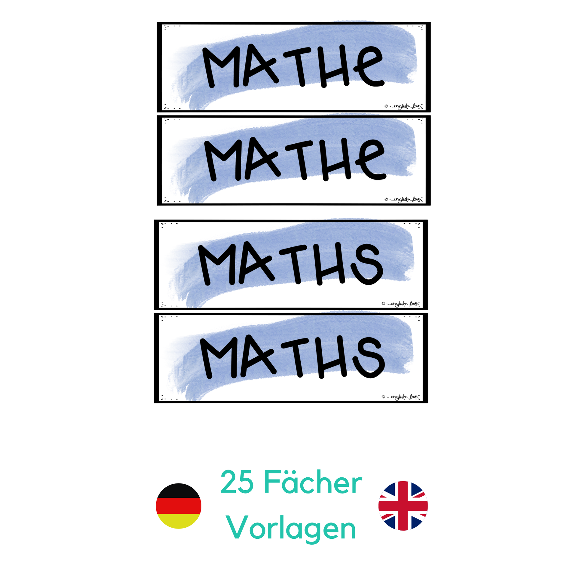 Stundenplan Timetable Klassenzimmer classroom Englisch und Deutsch Fächer