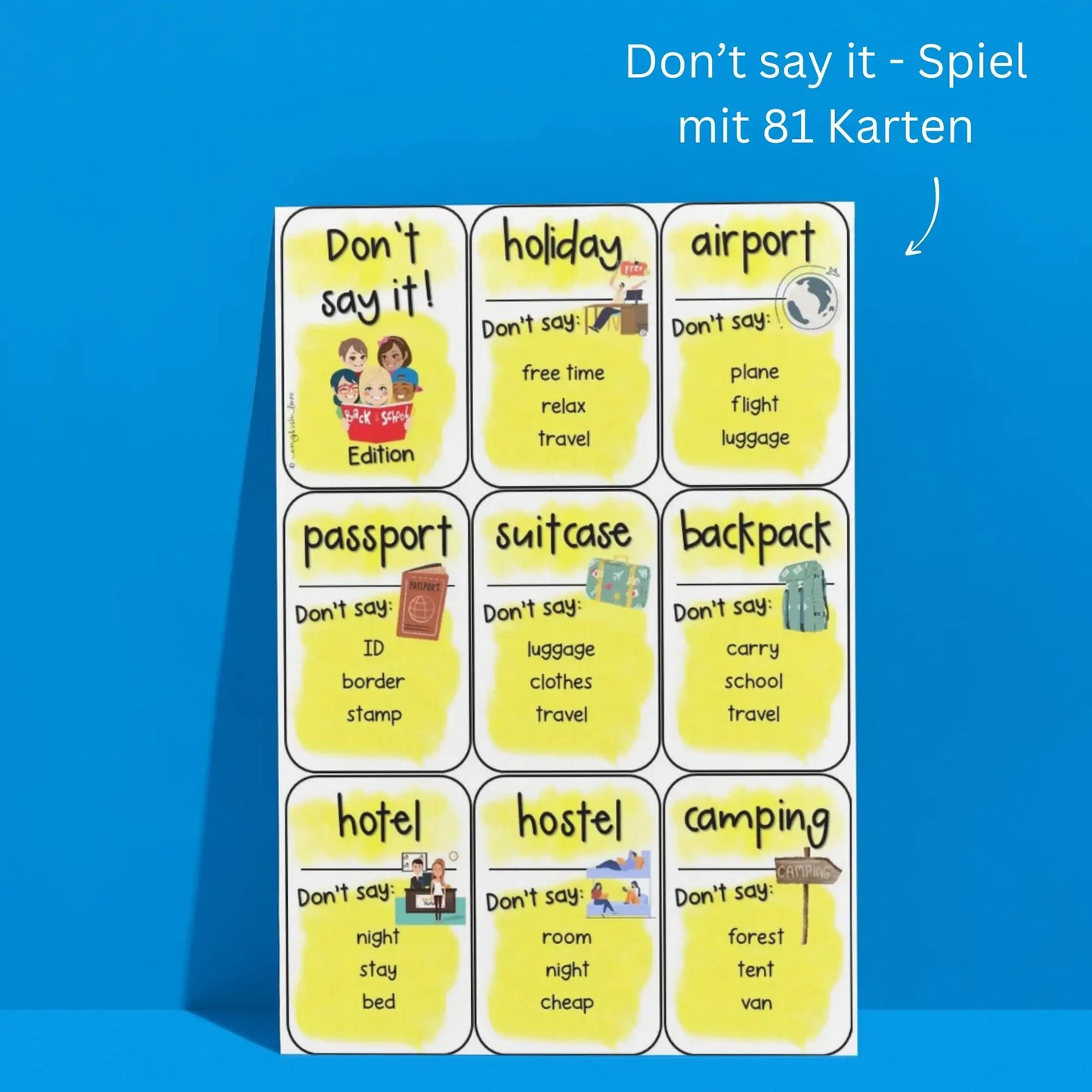 Don't say it - Spiel / "Tabu" Einstieg nach den Ferien im Englischunterricht