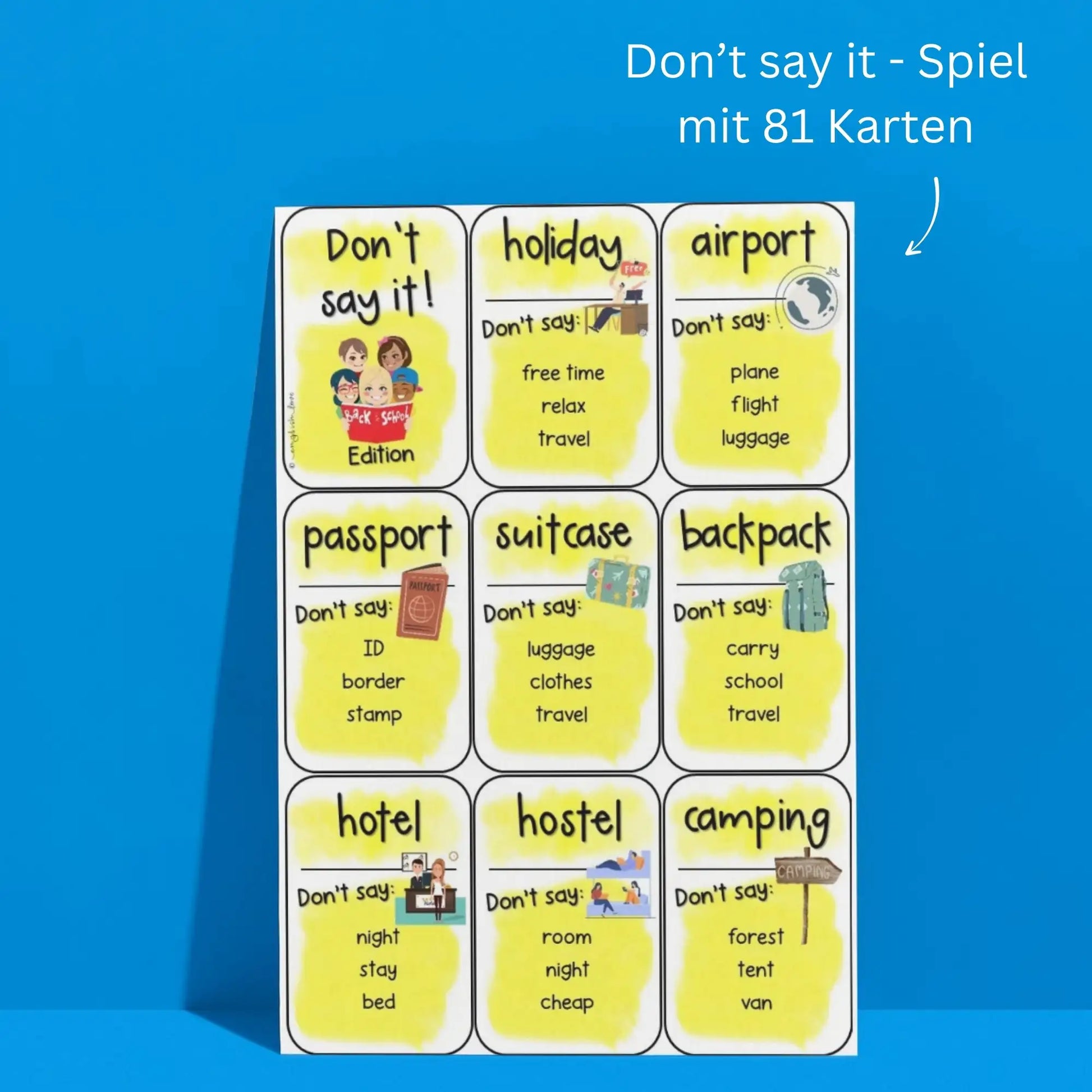 Don't say it - Spiel / "Tabu" Einstieg nach den Ferien im Englischunterricht