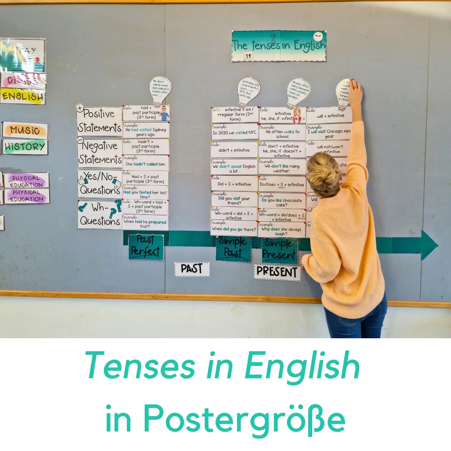 Englische Zeiten Unterricht Poster Klassenzimmer Plakat