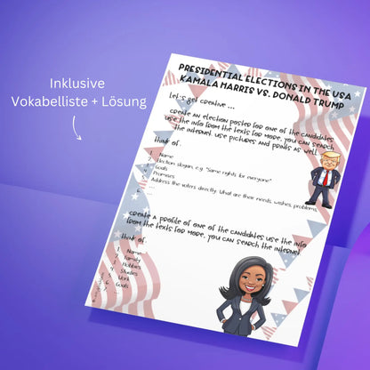 USA Wahl 2024 Unterrichtsmaterial Kamala Harris Donald Trump Englischunterricht
