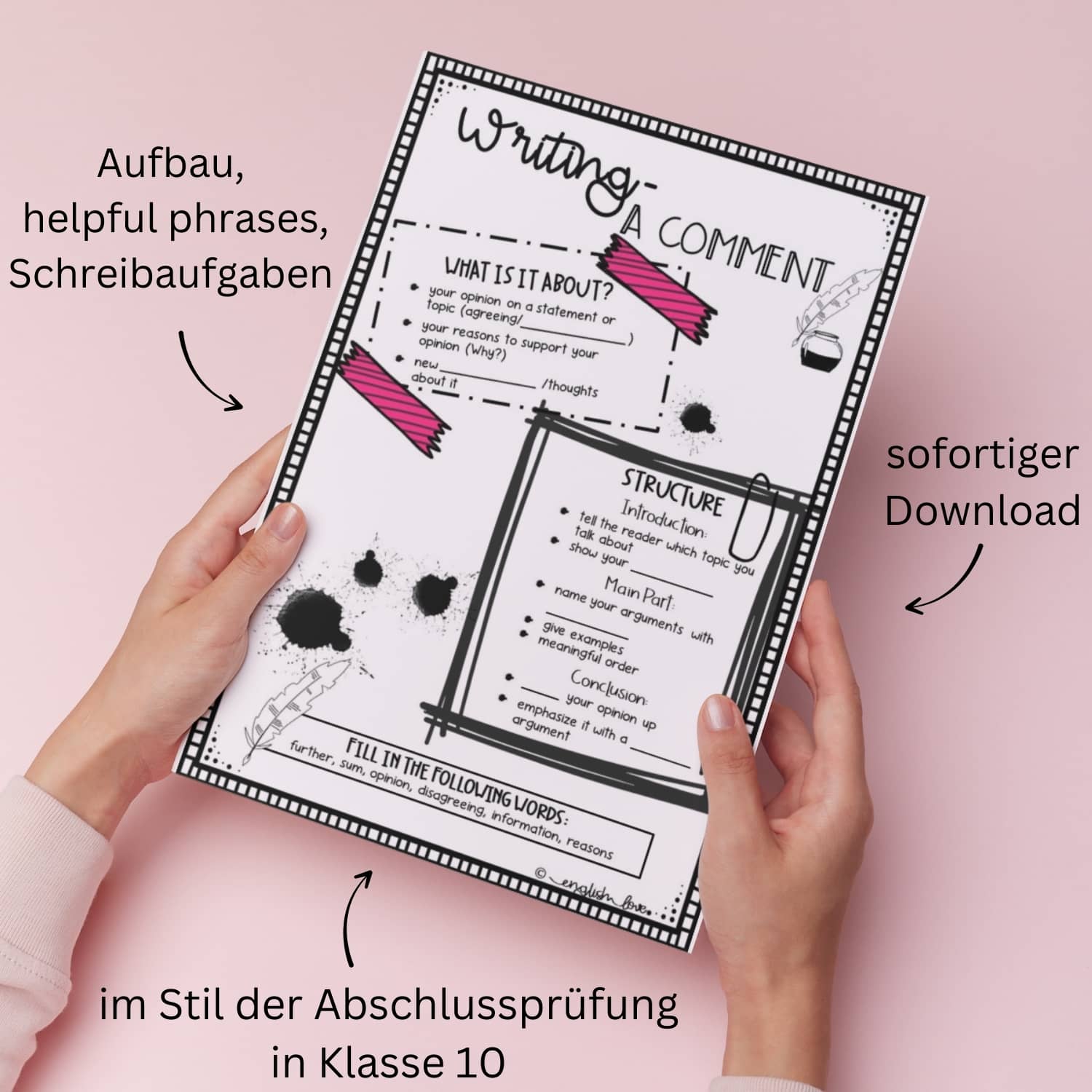 Textsorten Aufbau, Helpful phrases, Schreibaufgaben, Prüfungsvorbereitung