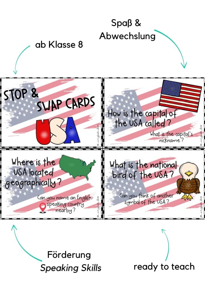 USA Unterrichtsmaterial Englisch Stop & Swap Übersicht