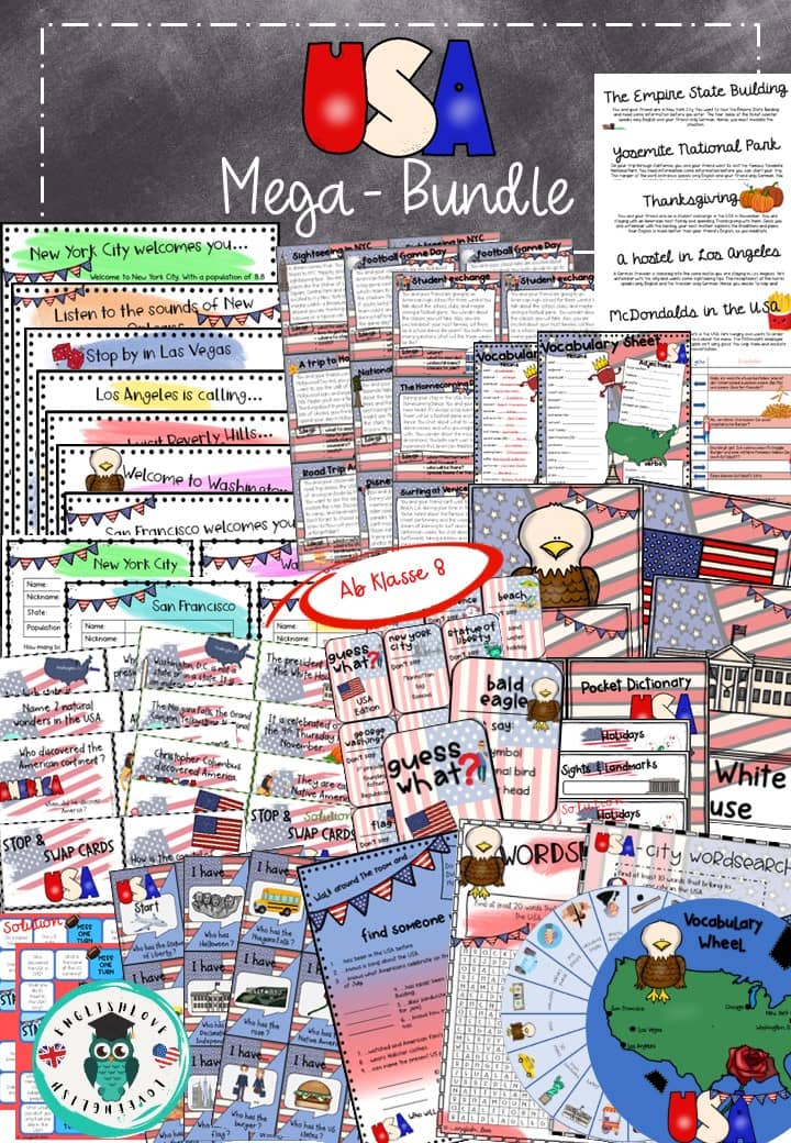 USA Unterrichtsmaterial Englisch Bundle Klasse 8