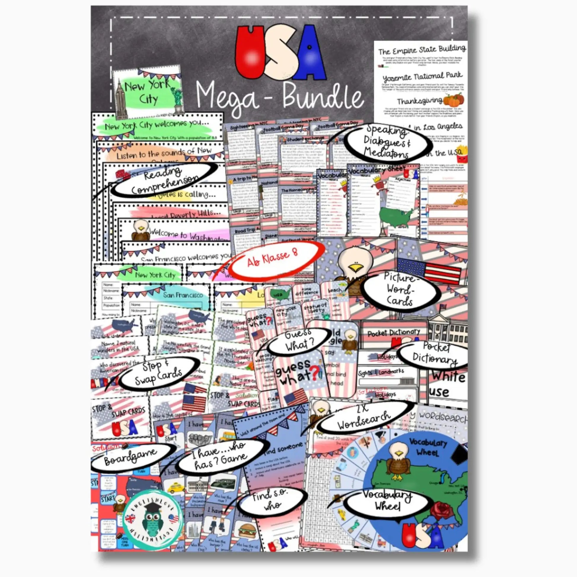 USA Unterrichtsmaterial Englisch Bundle Klasse 8