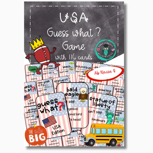 USA Unterrichtsmaterial Spiel Guess What Spielkarten Don't say it Tabu