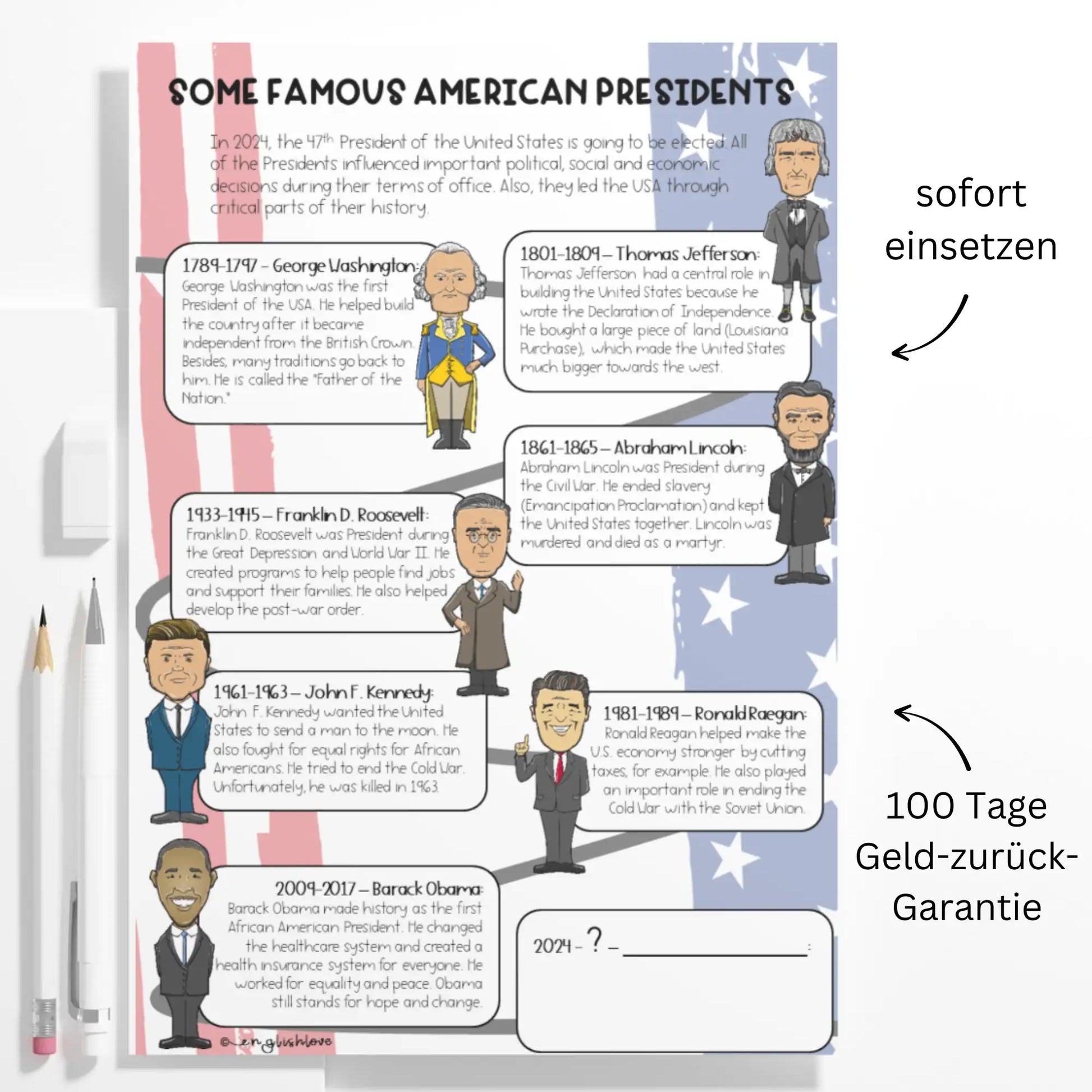 Unterrichtsmaterial ehemalige Präsidenten USA