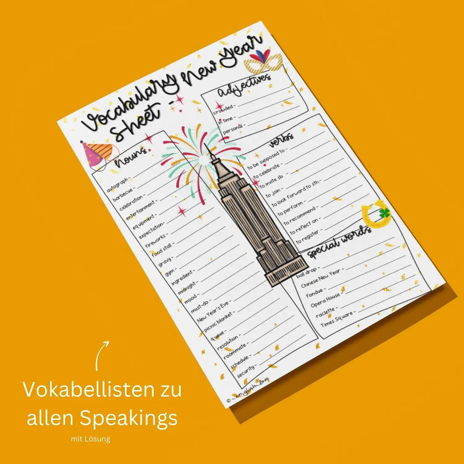 Vokabeln Speaking Activitiy Englischunterricht
