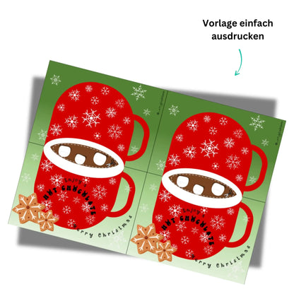 Weihnachtsgeschenk für Schüler. Geschenkidee für Englischlehrkräfte. Vorlage Hot Chocolate. Vorlage ausdrucken und verschenken