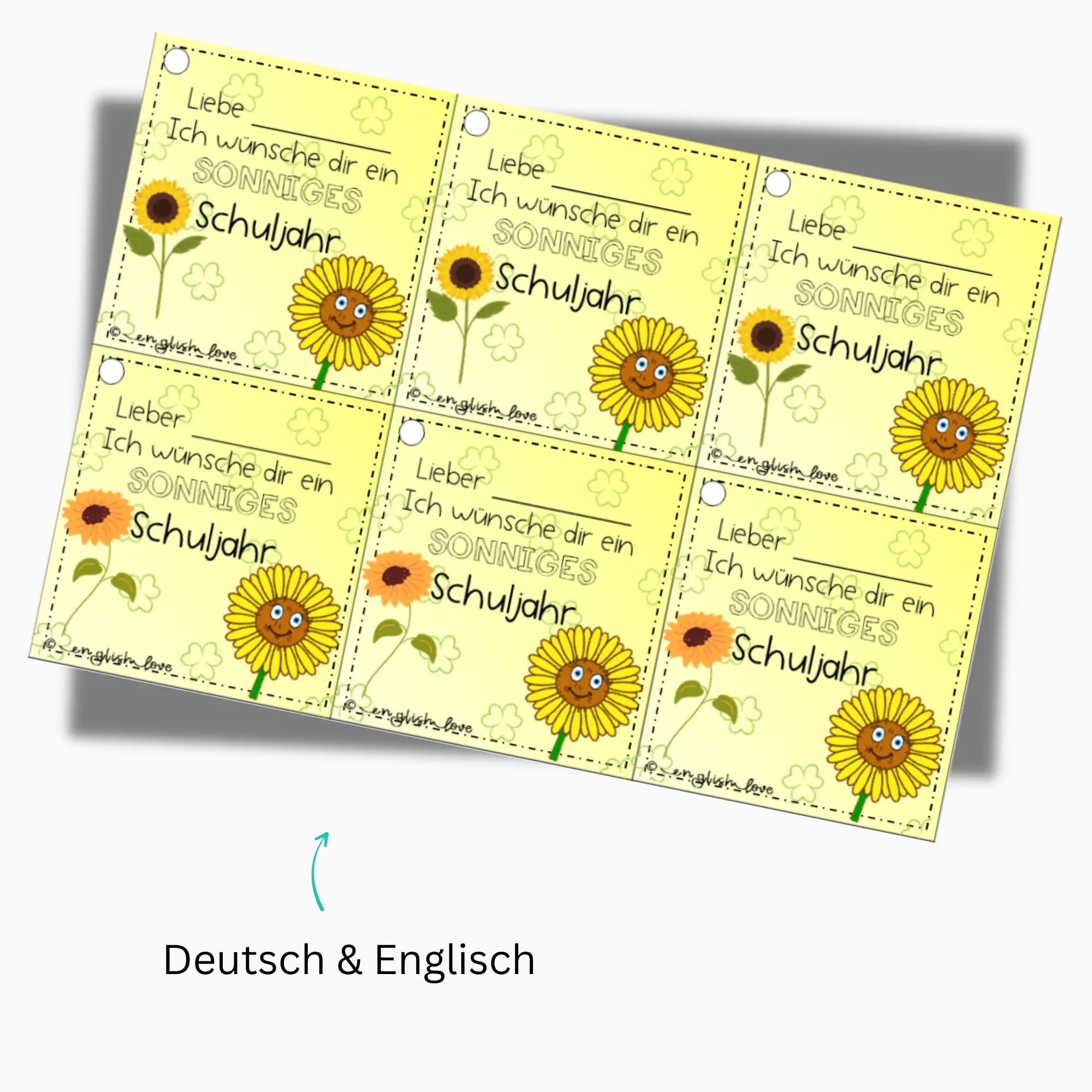 Geschenk Schulstart Sonnenblume Willkommensgruß Deutsch Englisch PDF Download