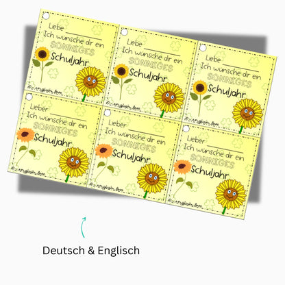 Geschenk Schulstart Sonnenblume Willkommensgruß Deutsch Englisch PDF Download