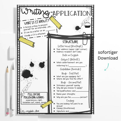 Writing application Arbeitsblatt sofortiger PDF Download