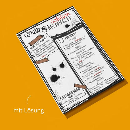 Unterrichtsmaterial Writing an article für Englischlehrkräfte. Klasse 7 - 10 Englischunterricht. Article Übung & Arbeitsblatt mit Lösung
