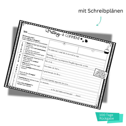 Unterrichtsmaterial Writing a Comment für Englischlehrkräfte. Klasse 7 - 10 Englischunterricht. Schreibpläne