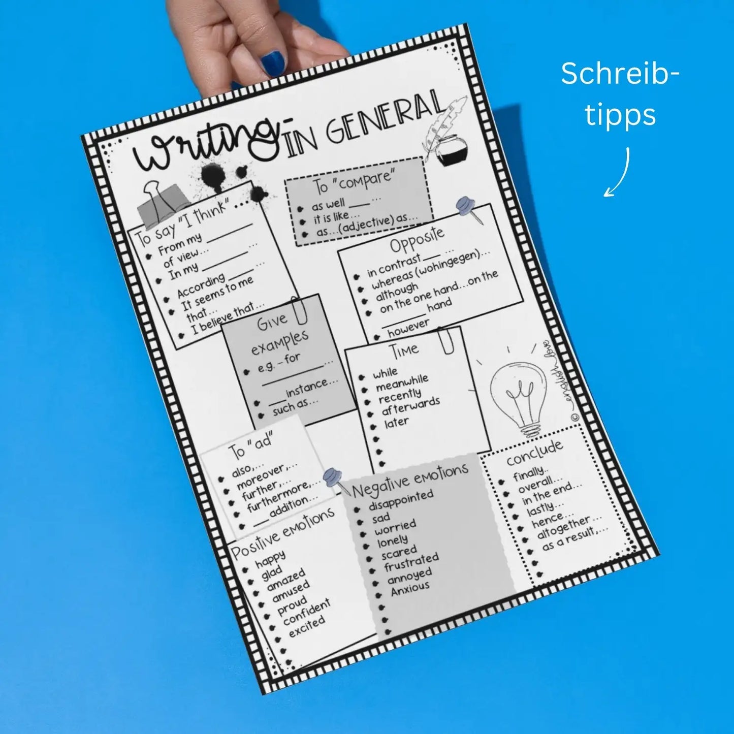 Writing im Englischunterricht für Englischlehrkräfte. Schreibtipps, Übungen als PDF Download