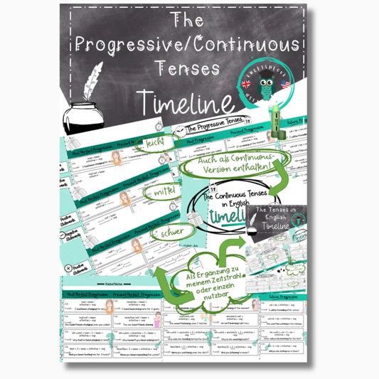 Unterricht Englisch Progressive Continuous Zeitstrahl Tenses in English
