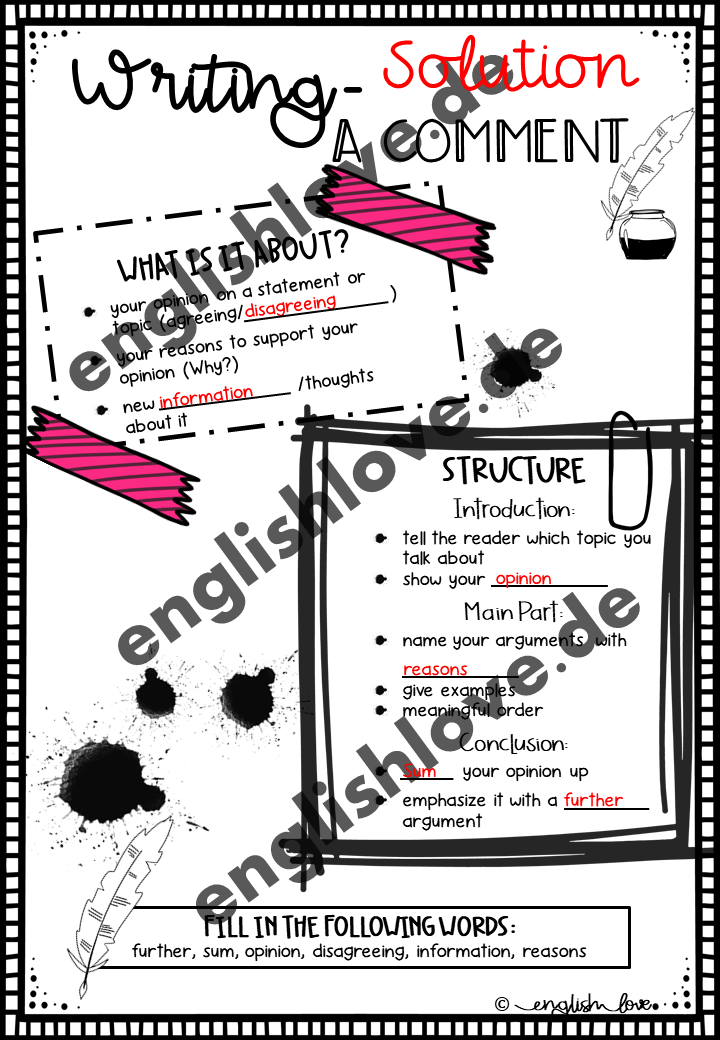 Textsorte Comment im Englischunterricht (Unterrichtsmaterial) – englishlove