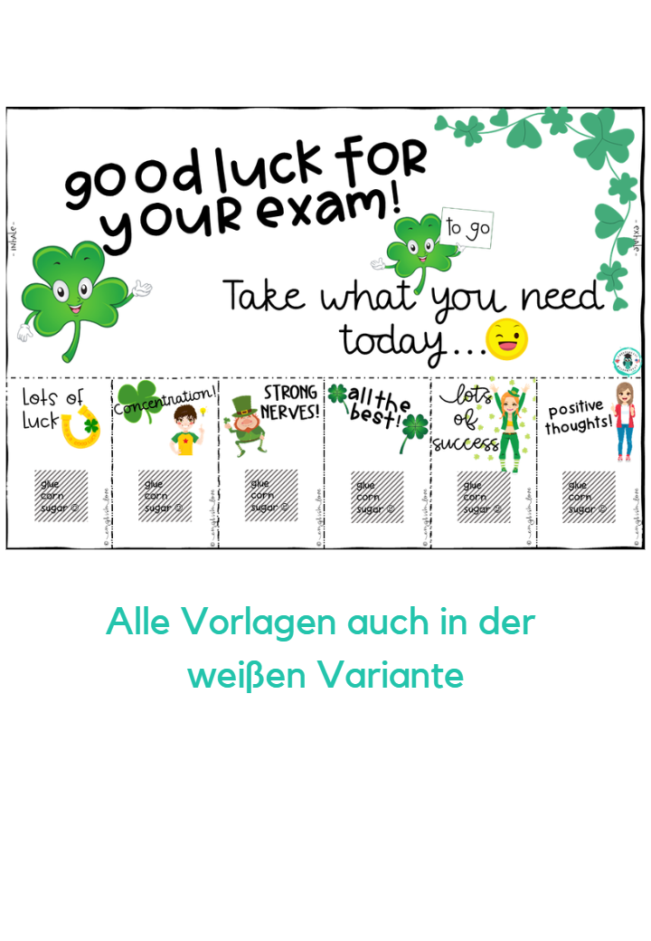 Glücksbringer Englisch Prüfungen & Tests (DIY Vorlage) englishlove