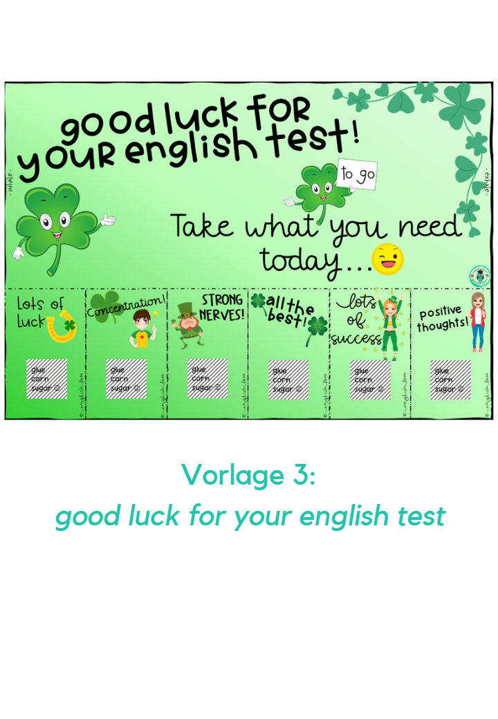 Glücksbringer Englisch Prüfungen & Tests (DIY Vorlage) englishlove