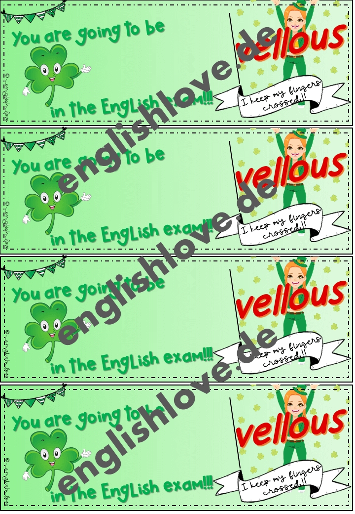 Glücksbringer Prüfung & Klassenarbeiten im Fach Englisch englishlove