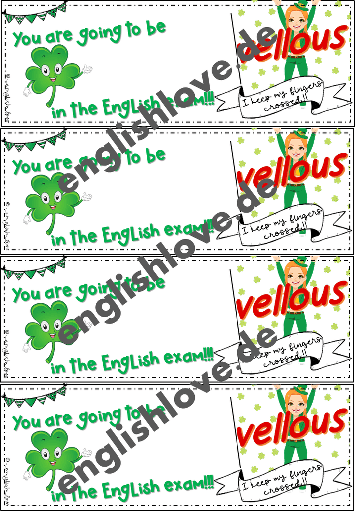 Glücksbringer Prüfung & Klassenarbeiten im Fach Englisch englishlove