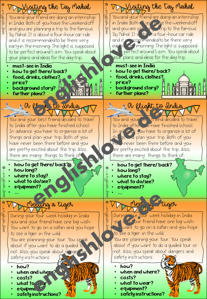 Speaking activity Indien: Dialogkarten 1-3
