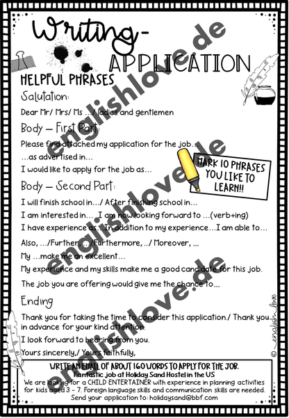 Writing an application: Hilfe und helpful phrases